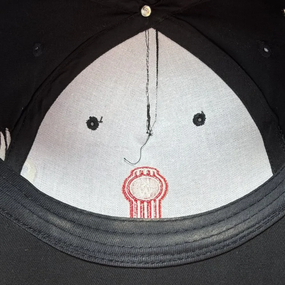 Kenworth Trucking Black Retro StrapBack Hat OSFA Cap Flame Graphic Embroidery